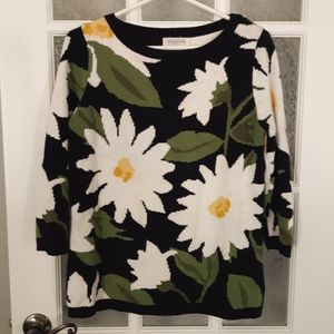 Vintage Jones New York Sport / 100 % cotton Knit Floral Sweater
